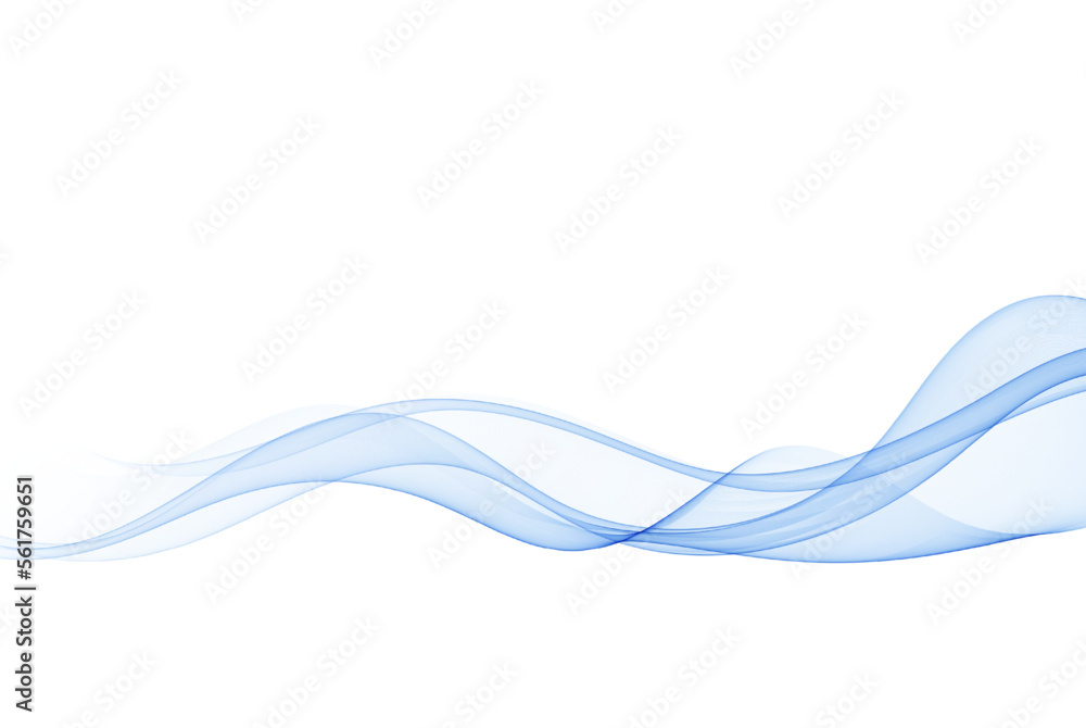 Wall mural abstract background blue wavy lines, transparent wave flow.