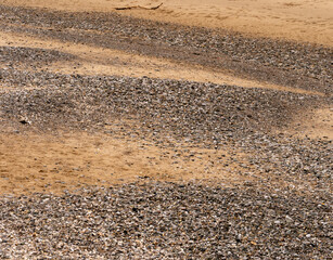 Pebble and sand patterns on a September Day at Welsh Beach, Wales, UK