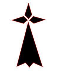 Patte d'hermine, symbole du drapeau breton	entourée d'un liseré rouge
