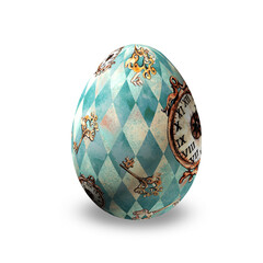 Alice in Wonderland style 3d rendered Easter eggs with illustrations isolated on white background © onanana