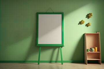 Green new board for training indoors kindergarten. Generative AI