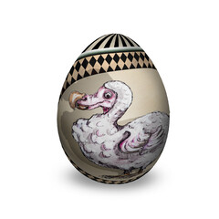 Alice in Wonderland style 3d rendered Easter eggs with illustrations isolated on white background © onanana