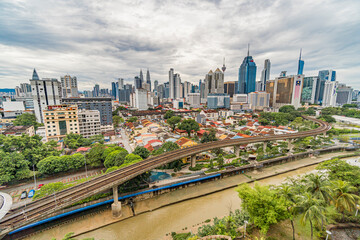 Fototapeta na wymiar Timelapse 4k UHD footage of cityscape of Kuala Lumpur at during cloudy morning