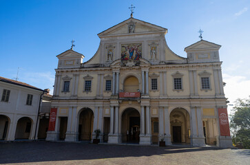 Fototapeta na wymiar SERRALUNGA DI CREA, ITALY, NOVEMBER 10, 2022 - View of Diocesan Shrine of Our Lady of Crea, Province of Alessandria, Piedmont, Italy