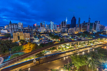 Fototapeta na wymiar Timelapse 4k UHD footage of cityscape of Kuala Lumpur at during cloudy morning