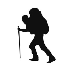 icon of a hiker.silhouette of a person with a backpack