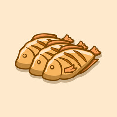 fried fish illustration concept in cartoon style