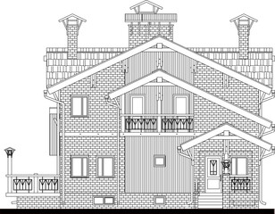 illustration of a house sketch vector illustration of an old classical model magnificent villa