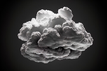 Real clouds are groups of distinct white clouds on a dark background. Realistic white cloud isolated on a dark background. a cutout of a white fluffy cumulus cloud against a dark background