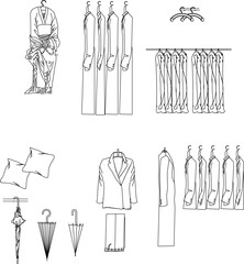 sketch vector illustration of clothes on a hanger for display