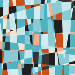 Modern vector abstract  geometric multi- colored background with triangles, rectangles and squares . Pastel colored simple shapes graphic pattern. Abstract mosaic artwork.