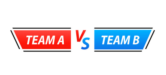 Scoreboard versus team A vs team B for sport lower third. Vs battle lower third, scoreboard team a versus team b, red and blue, elegant for duel sport, competition. Vector illustration