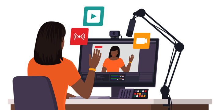 Professional youtuber and influencer livestreaming on social media