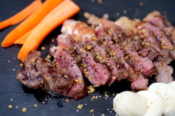 grilled steak with vegetables