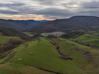 Aezkoa Valley. Garralda at sunset. Navarre Pyrenees