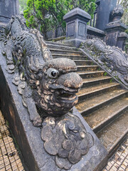 Stone dragons at Imperial Khai Dinh Tomb in Hue, Vietnam