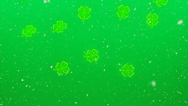 four leaf clover falling with green background