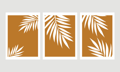 Vector illustration of palm leaves on brown background