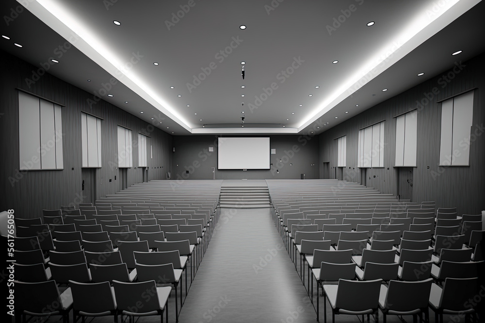 Poster lecture room with empty seats business seminar education. generative ai