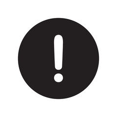 Exclamation mark in black round background isolated flat design vector illustration.