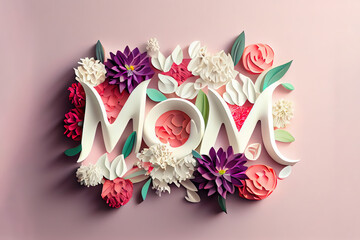 Abstract Flowers with Happy mother's day design
