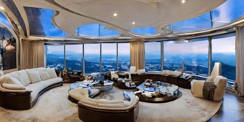 Fototapeta premium luxury hotel suite with beautiful sea view 