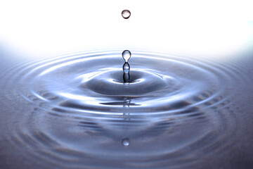 Waves of water are caused by falling droplets. 3d illustration. close-up view.