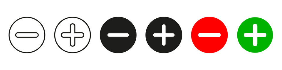 Fototapeta premium plus and minus signs vector icons set