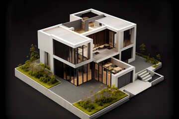 rendering of a modern house Generative AI