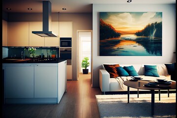 modern living room interior Generative AI