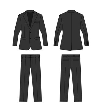 2 piece suits  vector template illustration | black