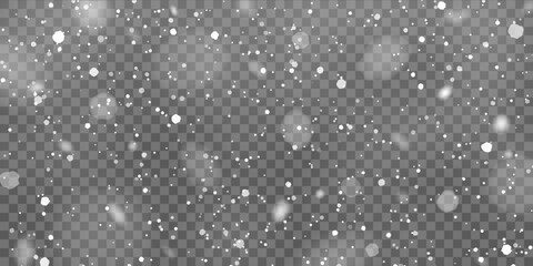 Large falling winter snow flakes. Vector