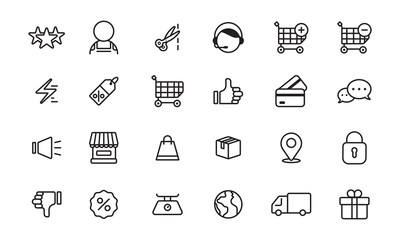 Set of E-commerce and online shopping outline icon vector design