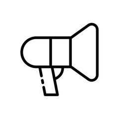 Loudspeaker line icon. Voting, speech, speaker, mouthpiece, announcement, important information, events. communication concept. Vector black line icon on white background