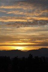 Spectacular and colorful sunrise on the horizon in Murcia	
