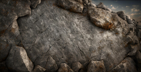 Grey rock background. Stone texture volume. Generative AI