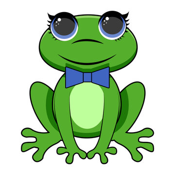 Cute Frog Sitting. Cartoon Vector Icon Illustration. Animal Love Icon Concept Isolated Premium Vector. Flat Cartoon Style