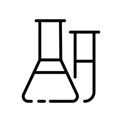 Flask line icon. Chemistry, chemicals, knowledge, scientists, research, laboratory, equipment, biochemistry, glass, container, tube, test tube. Science concept Vector black line icon