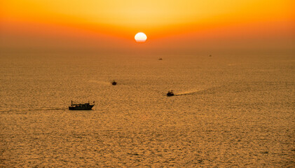 Fantastic sunset over ocean 