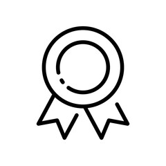 ward line icon. Medal, ribbon, star, achievement, victory, leader, champion, hand, championship, position, standings. competition concept. Vector black line icon on white background.