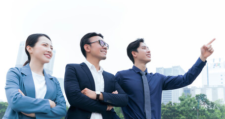 Image of group Asian businesspeople outdoor