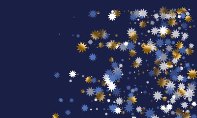 Naklejka premium Subtle Christmas star holiday ornament illustration. Gold blue white twinkle decoration.