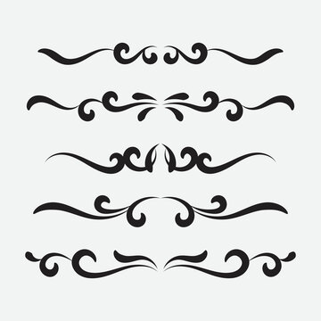 Calligraphic ornament set. Vintage Decorations. Vector isolated illustration.