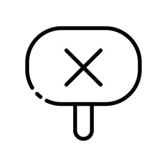 Cross on plate line icon. Approval, communication, confirmation, choice, mark, success, achievement, accept, best, leader, poll. communication concept. Vector black line icon on a white background