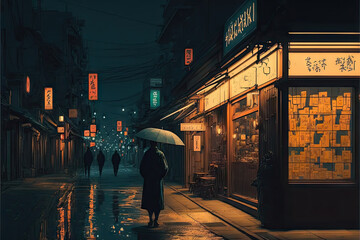 Lofi tokyo street at night