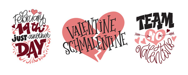 Anti-Valentine's Day postcard set. Love be be single. Vector.