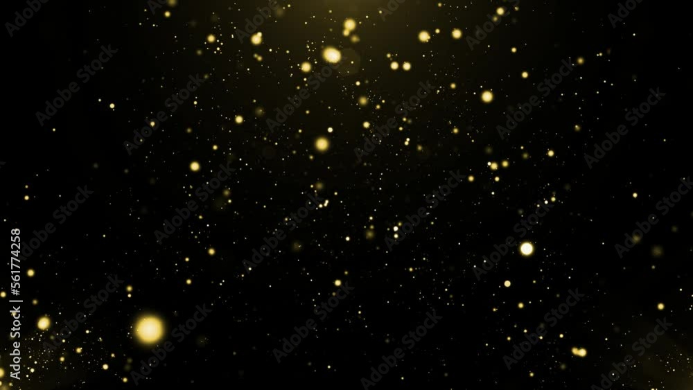 Poster flight of gold bokeh sparkling particles with alpha channel