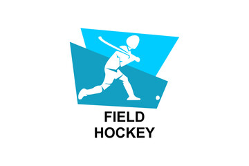 field hockey sport vector line icon. an athlete playing field hockey. sport pictogram, vector illustration.