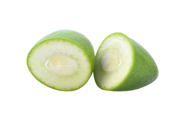 Green mango with cut in half isolated  transparent png
