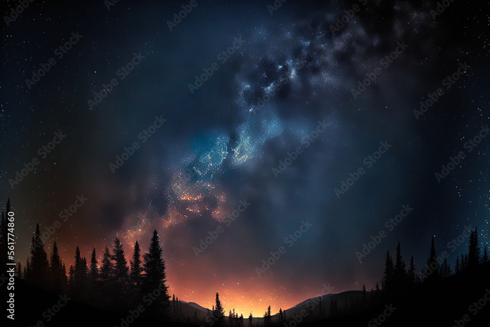 Canvas Prints Starry night sky as a background. Dark interstellar space. Generative AI